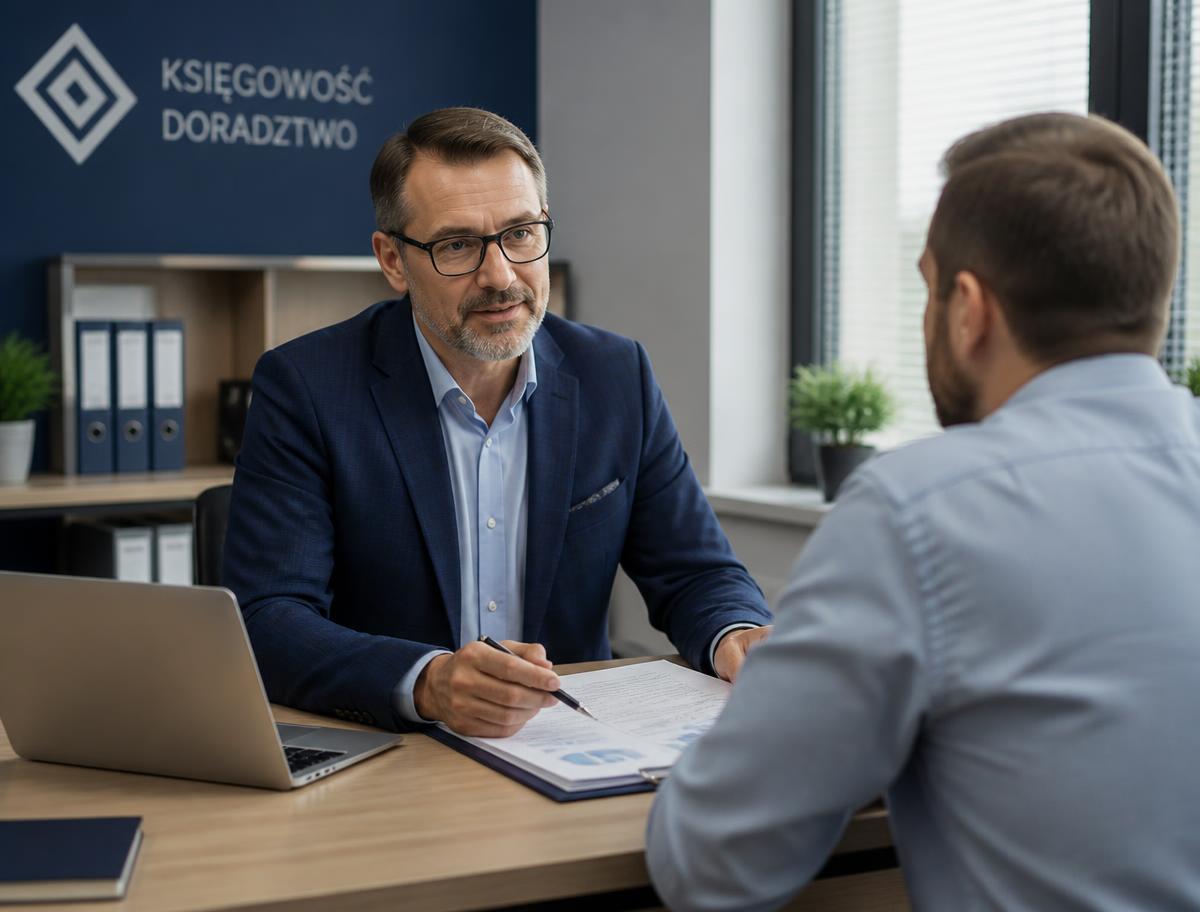 Spotkanie przedsiębiorcy z księgowym w biurze